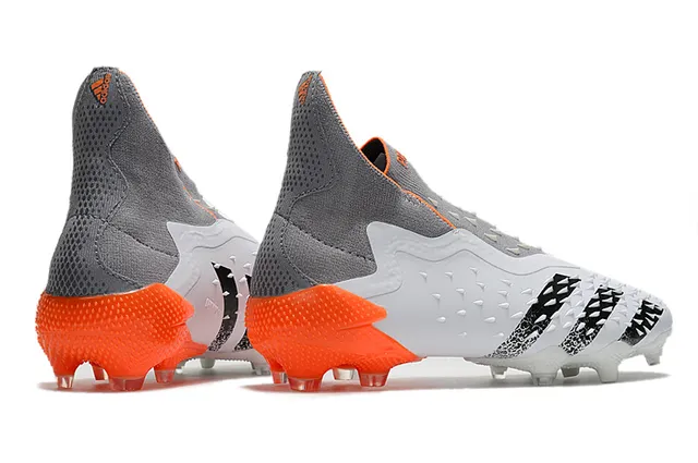 Adidas X Branco Laranja Alto Corte Colar Ajustável com Meia Jaula Molded TPU Solo Firme Sapatos de Futebol 7