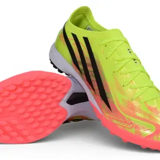 Adidas 黄色粉色 低帮 袜套领 不对称 蕾丝 笼 草地足球鞋