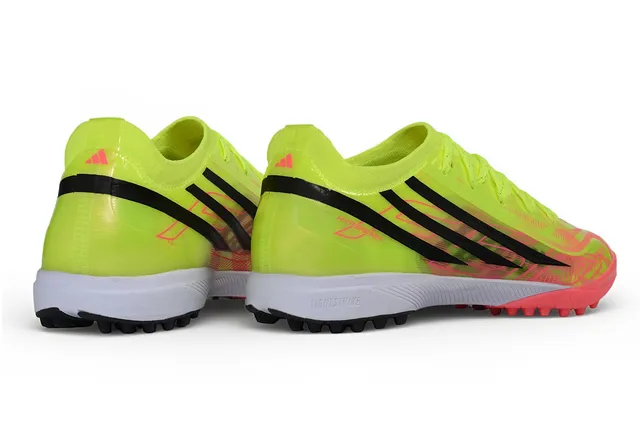 Adidas 黄色粉色 低帮 袜套领 不对称 蕾丝 笼 草地足球鞋 4