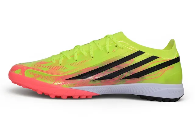 Adidas 黄色粉色 低帮 袜套领 不对称 蕾丝 笼 草地足球鞋 6