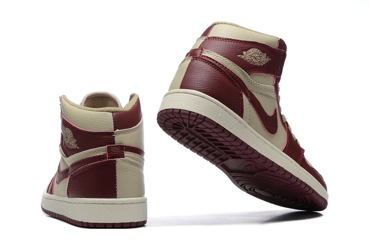 Air Jordan 1 বার্গান্ডি এবং ক্রিম লেদার বাস্কেটবল জুতো 3