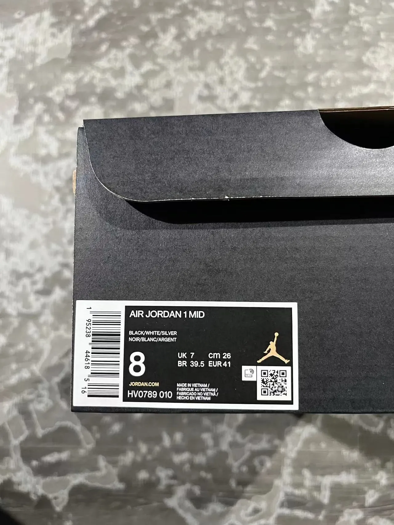 Air Jordan 1 High Preto Brilhante Branco Prata Metálica Tênis de Basquete 9