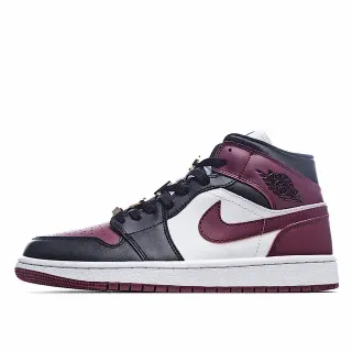 Air Jordan 1 Mid Burgundy Black White 篮球鞋