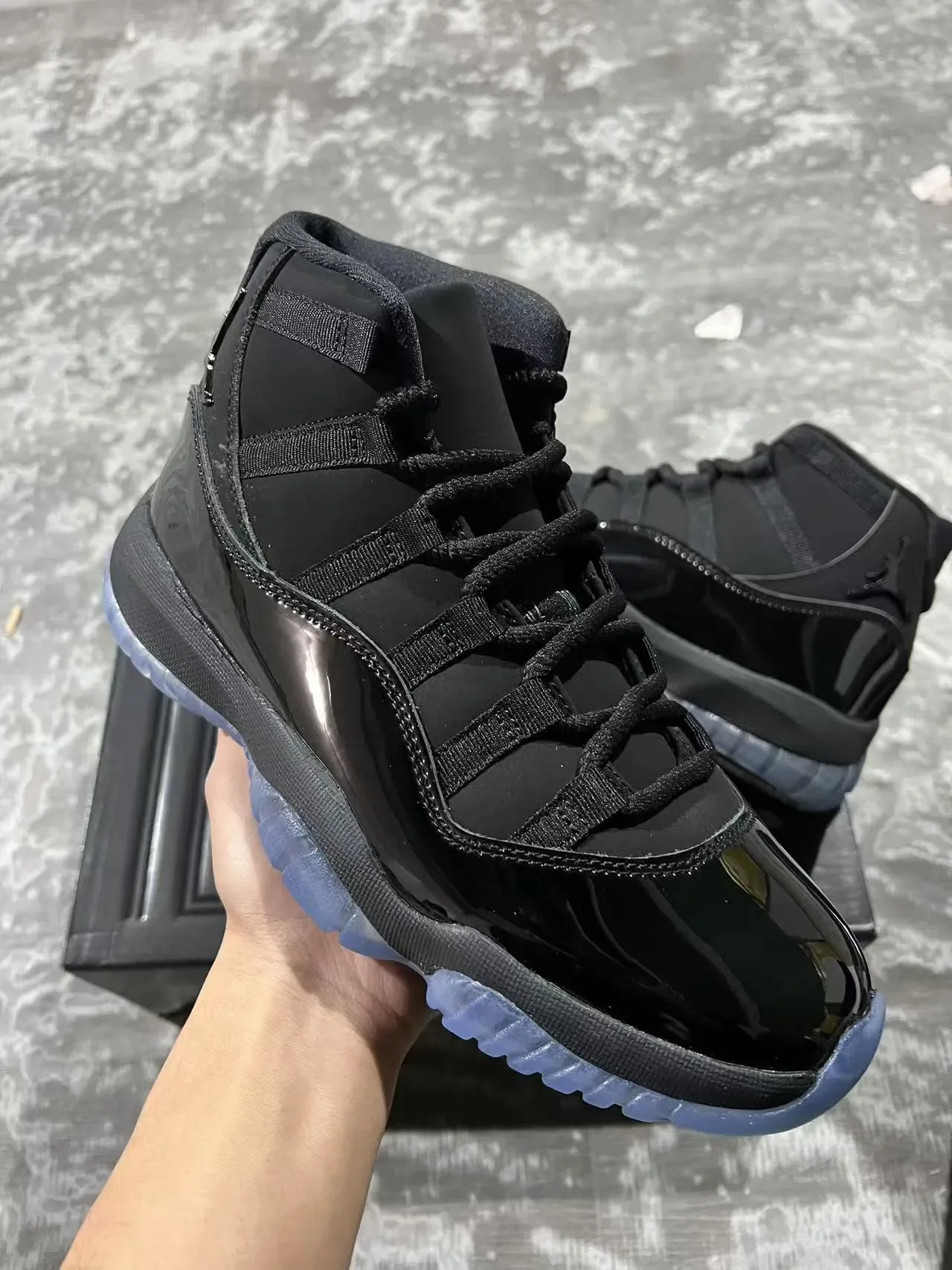 Air Jordan 11 Black Icy Blue Basketball Shoes 2