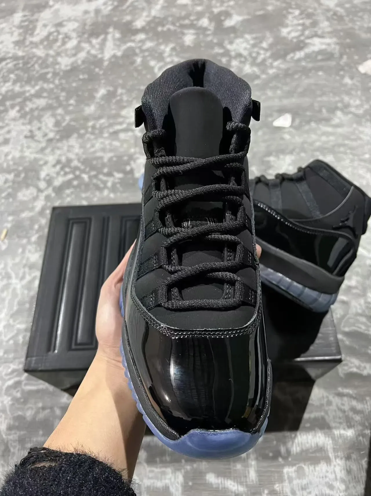 Air Jordan 11 Black Icy Blue Basketball Shoes 3