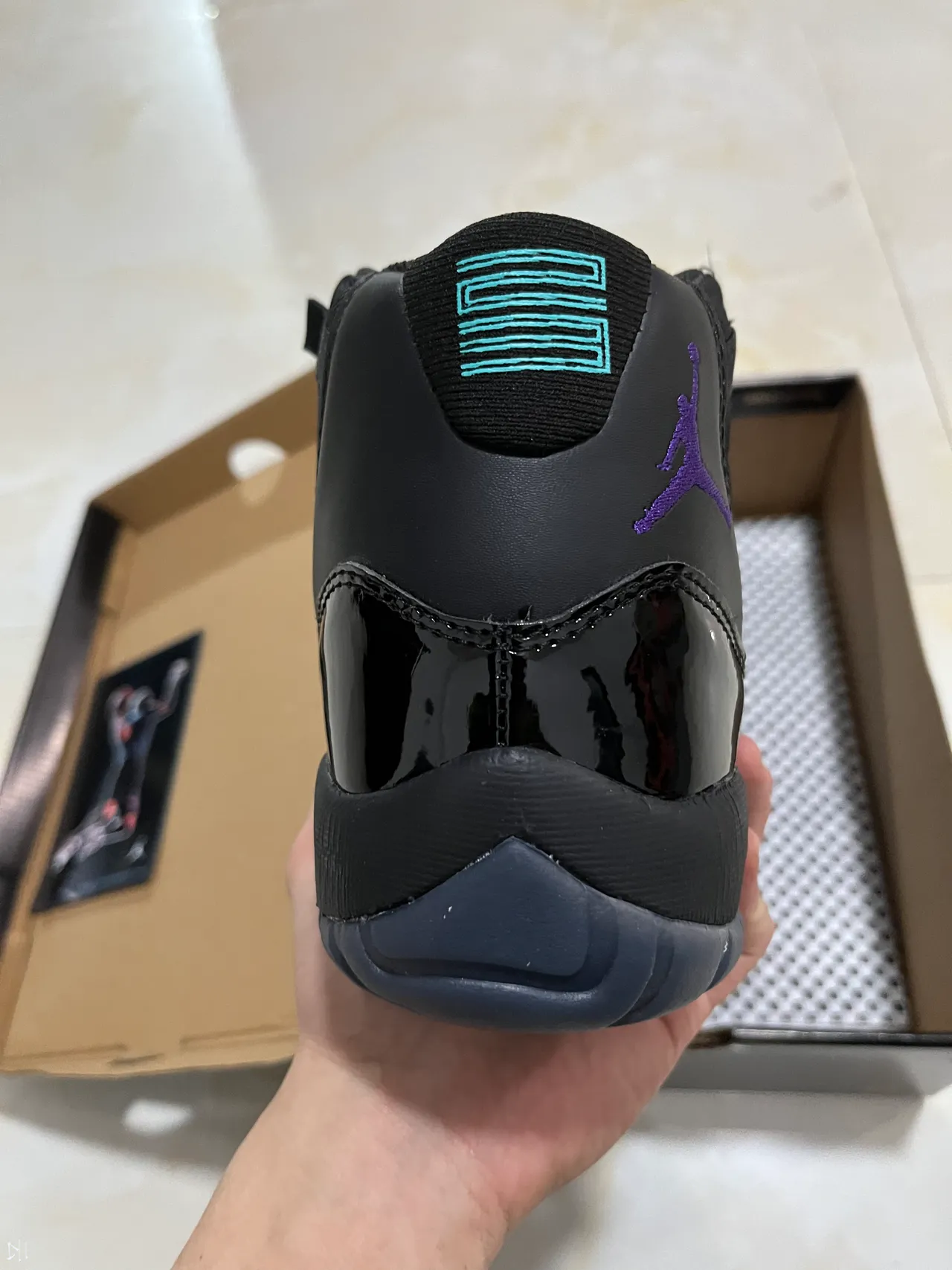 Air Jordan 11 Negro y Púrpura Jumpman Zapatos de Baloncesto 6