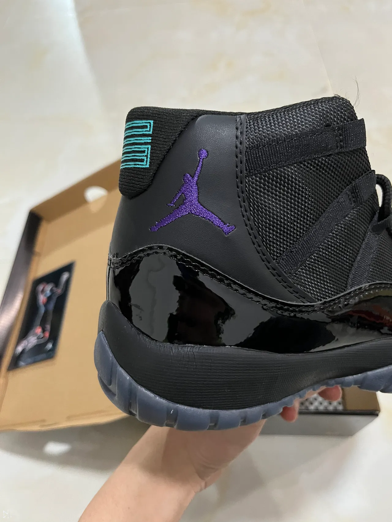 Air Jordan 11 Negro y Púrpura Jumpman Zapatos de Baloncesto 7