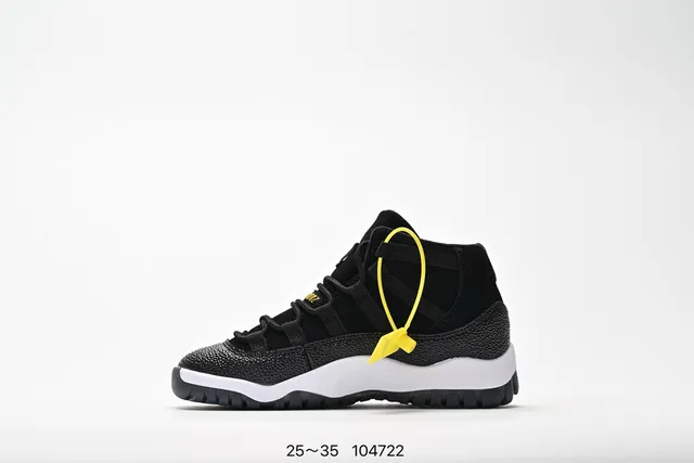 حذاء كرة السلة Air Jordan 11 بدون أربطة مع حزام باللون الأسود والأبيض والأحمر 16
