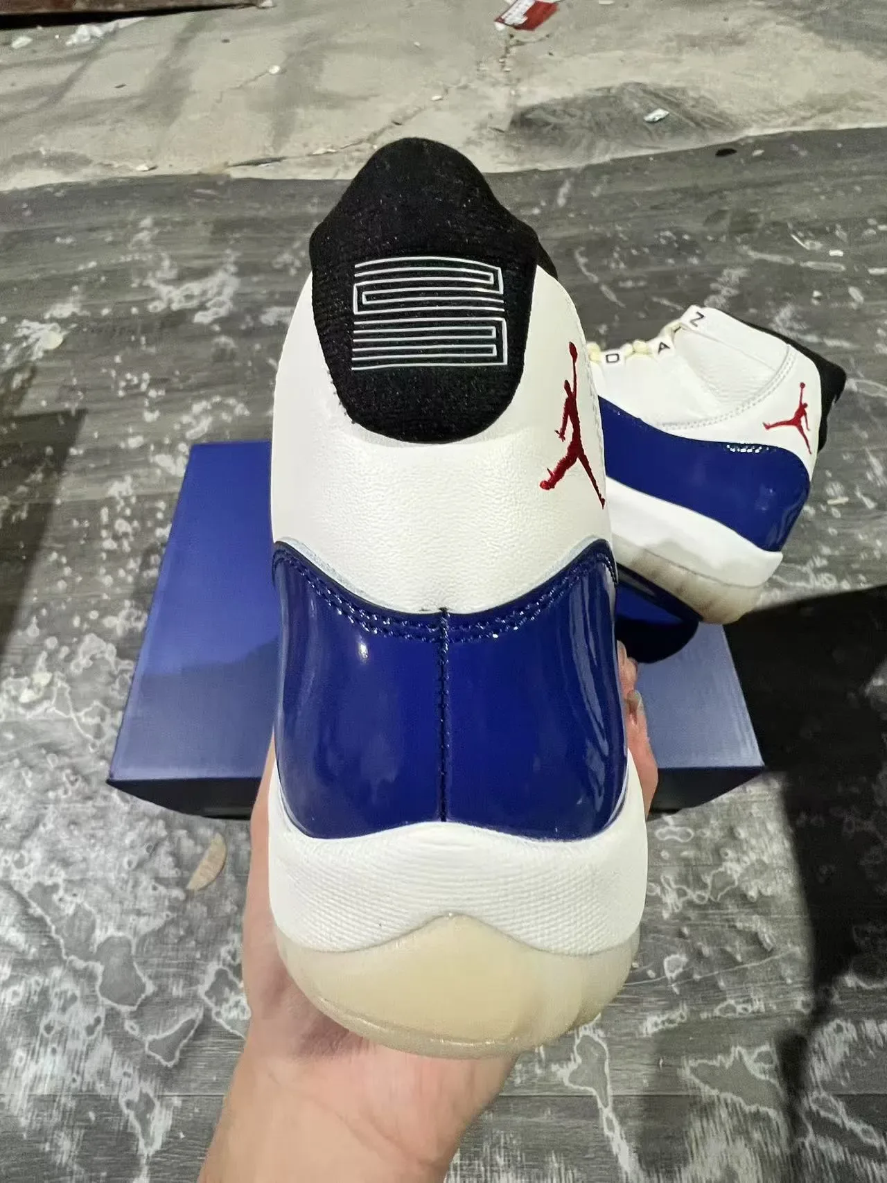 Air Jordan 11 White Royal Blue Patent Leather Basketball Shoes 8