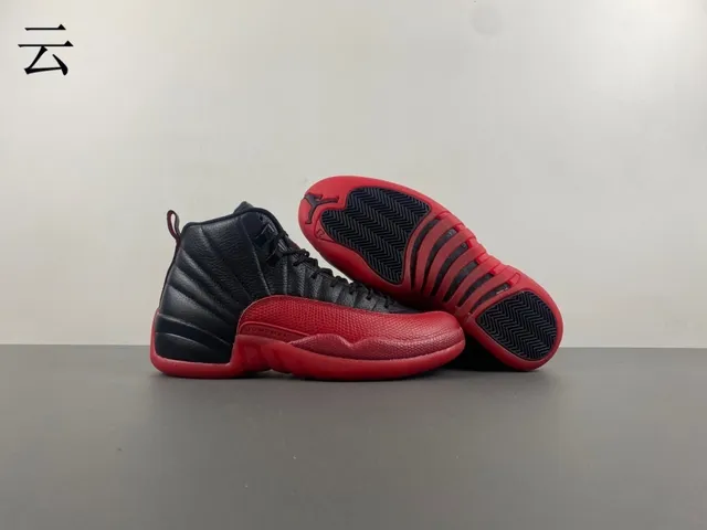 Air Jordan 12 কালো এবং লাল বাস্কেটবল জুতা 3