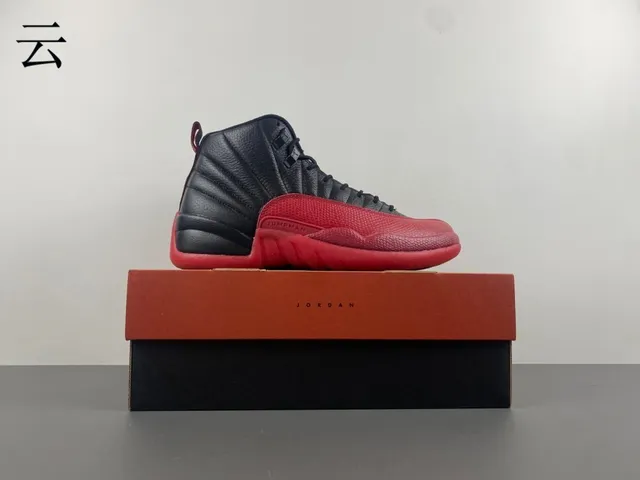 Air Jordan 12 কালো এবং লাল বাস্কেটবল জুতা 7