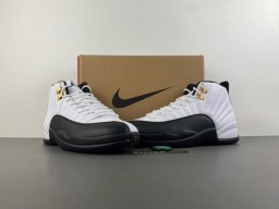 Tênis de basquete Air Jordan 12 branco preto dourado 14