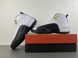 Tênis de basquete Air Jordan 12 branco preto dourado 15