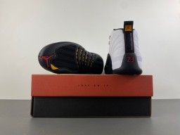 Tênis de basquete Air Jordan 12 branco preto dourado 17