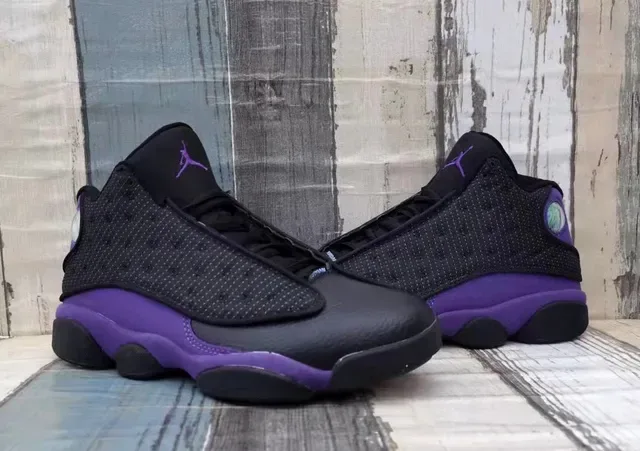 Air Jordan 13 Zapatos de Baloncesto Negro y Púrpura 3