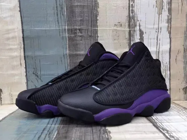 Air Jordan 13 Zapatos de Baloncesto Negro y Púrpura 4