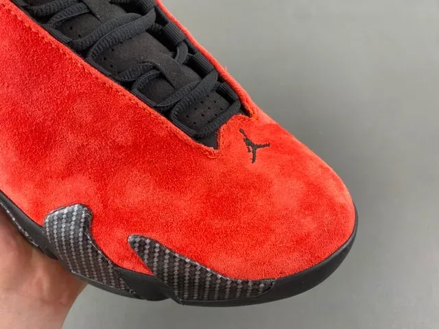 Air Jordan 14 أحذية كرة السلة الحمراء من السويدي بألياف الكربون 2