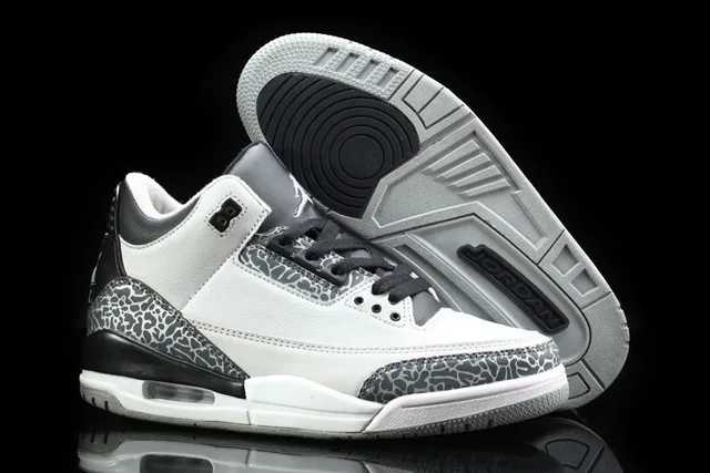 Air Jordan 3 Tênis de Basquete Preto Cimento Azul 2