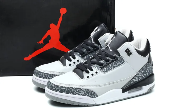 Air Jordan 3 Tênis de Basquete Preto Cimento Azul 4