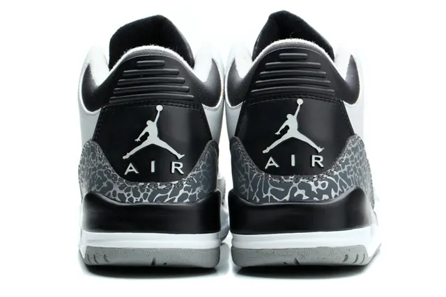 Air Jordan 3 Tênis de Basquete Preto Cimento Azul 6