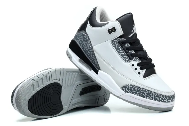 Air Jordan 3 Tênis de Basquete Preto Cimento Azul 8