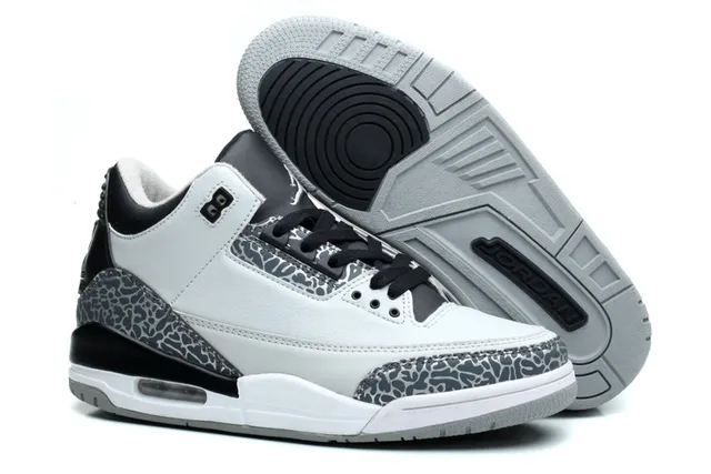 Air Jordan 3 Tênis de Basquete Preto Cimento Azul 10