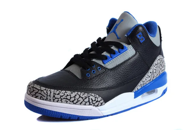 Air Jordan 3 Tênis de Basquete Preto Cimento Azul 13