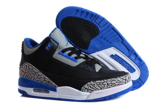 Air Jordan 3 Tênis de Basquete Preto Cimento Azul 15