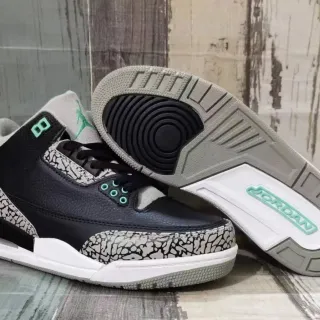 Tênis de basquete Air Jordan 3 cinza cimento preto verde menta