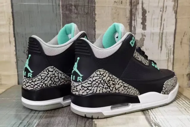Zapatillas de baloncesto Air Jordan 3 gris cemento negro verde menta 4