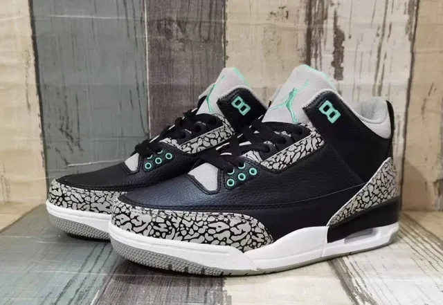 Zapatillas de baloncesto Air Jordan 3 gris cemento negro verde menta 5