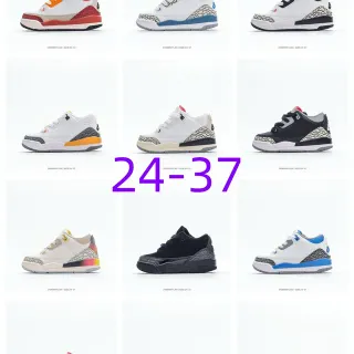 Tênis de basquete infantil Air Jordan 3 branco e laranja com estampa de elefante