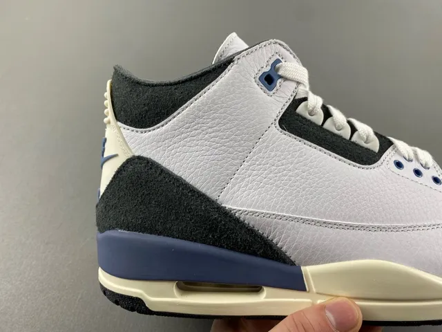 Air Jordan 3 White Black Blue Basketball Shoes 3