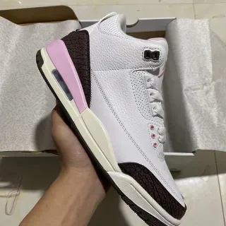 Tênis de basquete Air Jordan 3 branco marrom rosa com estampa de elefante