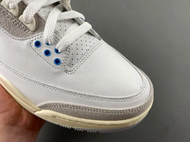 Air Jordan 3 সাদা হালকা ধূসর নীল বাস্কেটবল জুতো 2