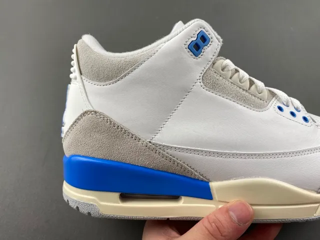 Air Jordan 3 সাদা হালকা ধূসর নীল বাস্কেটবল জুতো 3