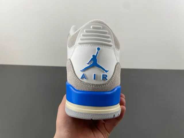 Air Jordan 3 সাদা হালকা ধূসর নীল বাস্কেটবল জুতো 4