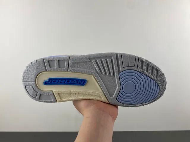 Air Jordan 3 সাদা হালকা ধূসর নীল বাস্কেটবল জুতো 9
