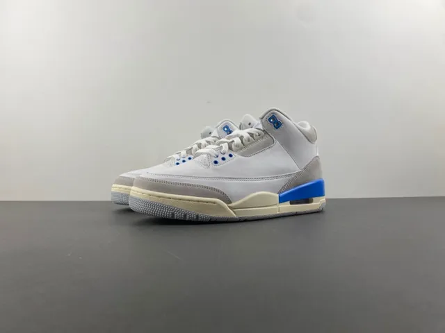 Air Jordan 3 সাদা হালকা ধূসর নীল বাস্কেটবল জুতো 10