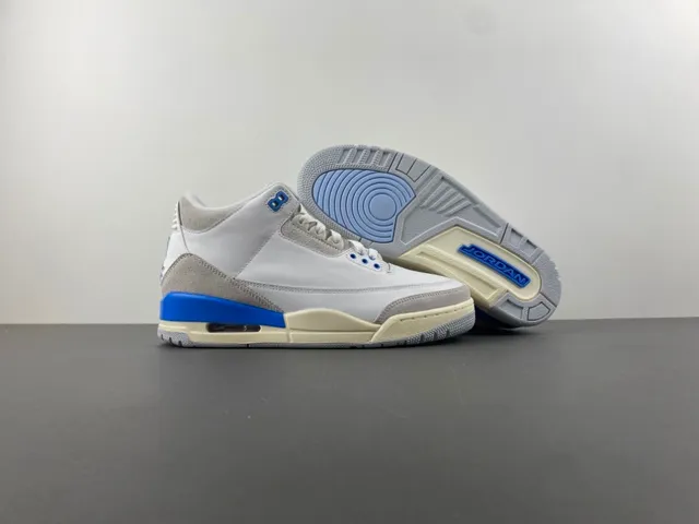 Air Jordan 3 সাদা হালকা ধূসর নীল বাস্কেটবল জুতো 12