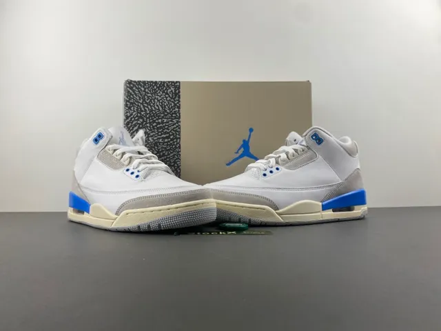 Air Jordan 3 সাদা হালকা ধূসর নীল বাস্কেটবল জুতো 13