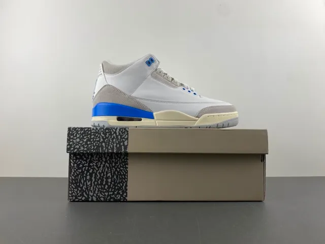 Air Jordan 3 সাদা হালকা ধূসর নীল বাস্কেটবল জুতো 15