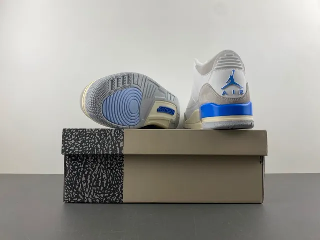 Air Jordan 3 সাদা হালকা ধূসর নীল বাস্কেটবল জুতো 16