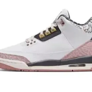 Air Jordan 3 सफ़ेद गुलाबी एलीफेंट प्रिंट बास्केटबॉल जूते