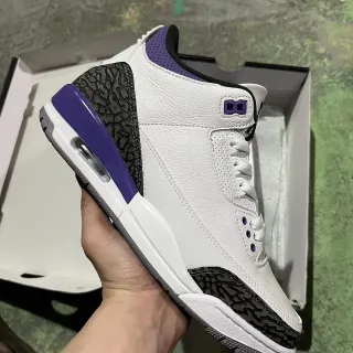 Air Jordan 3 सफ़ेद बैंगनी एलिफ़ेंट बास्केटबॉल जूते