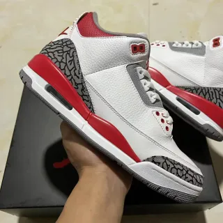 Air Jordan 3 أحذية كرة السلة البيضاء والحمراء الفيل