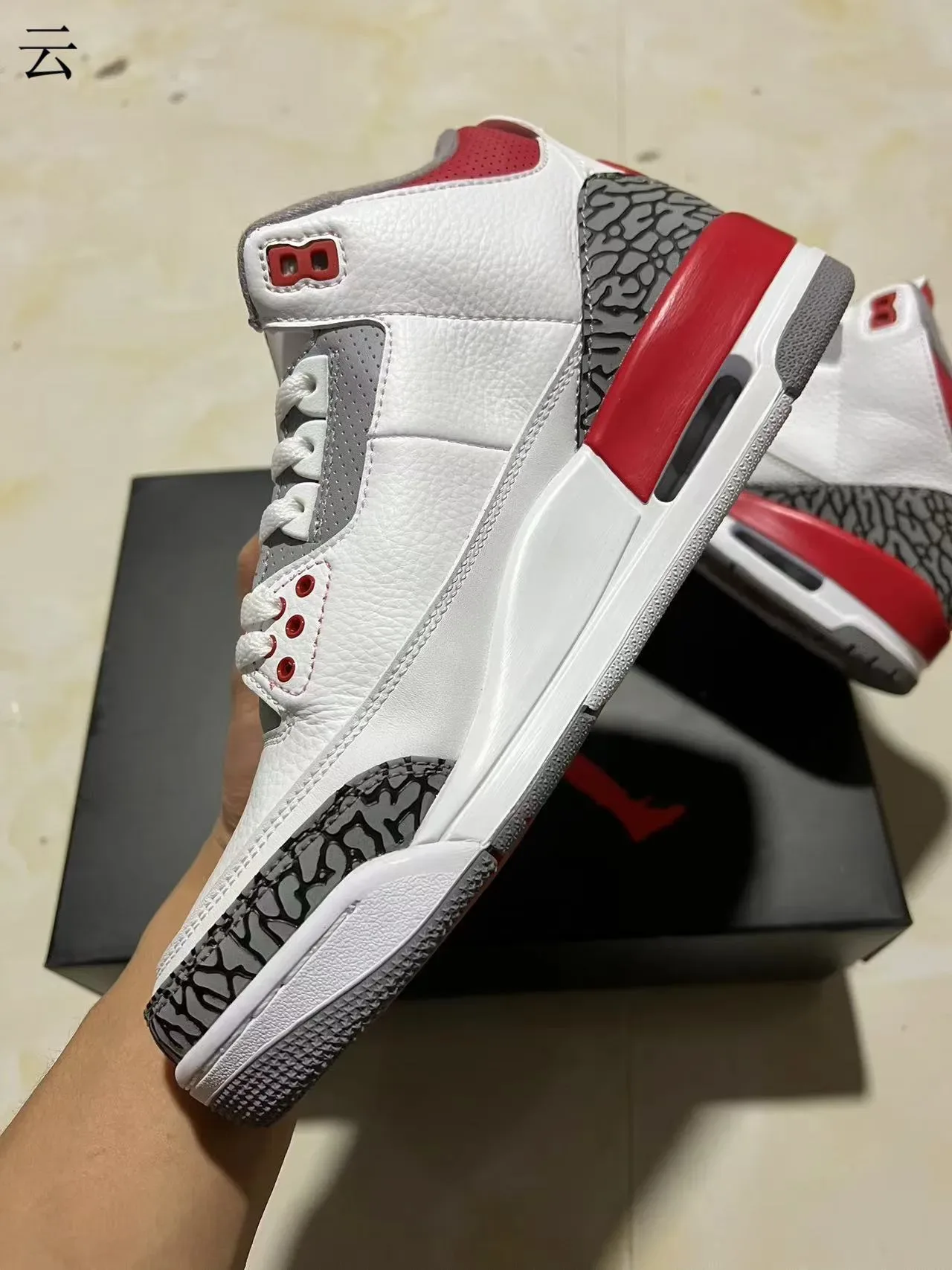 Air Jordan 3 أحذية كرة السلة البيضاء والحمراء الفيل 6