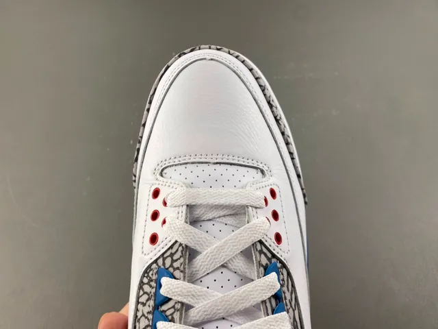 Chaussures de basketball Air Jordan 3 blanc et bleu royal à motif éléphant 5