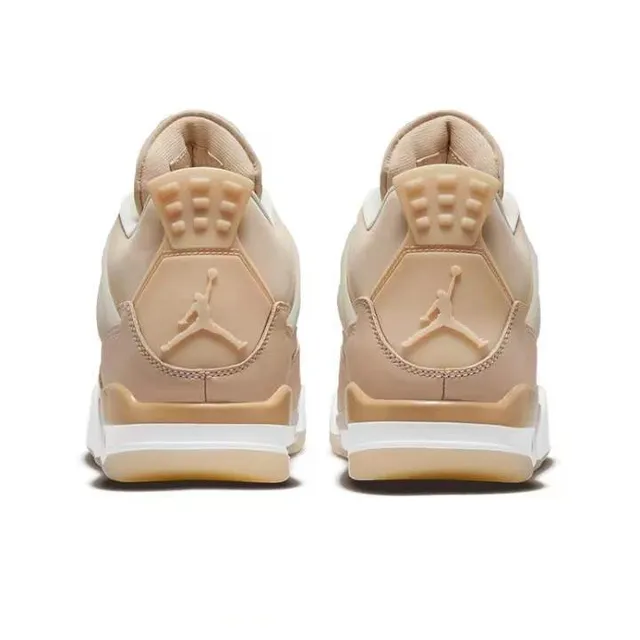 Air Jordan 4 حذاء كرة السلة من الجلد والشبك باللون البيج 3