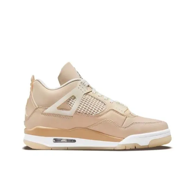 Air Jordan 4 حذاء كرة السلة من الجلد والشبك باللون البيج 6